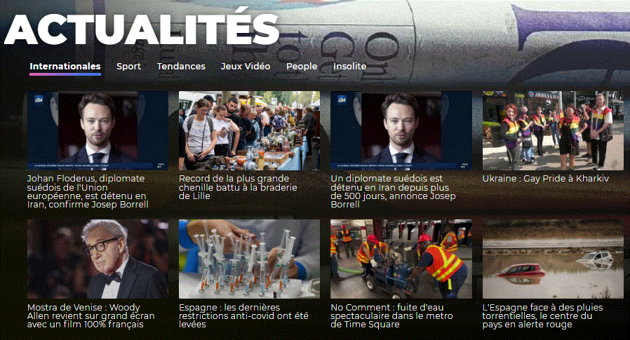 8 vidéos sous l'onglet Actualités